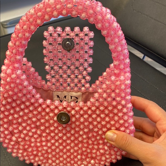 Pink Beaded Women's Bag - Picture 2 of 3